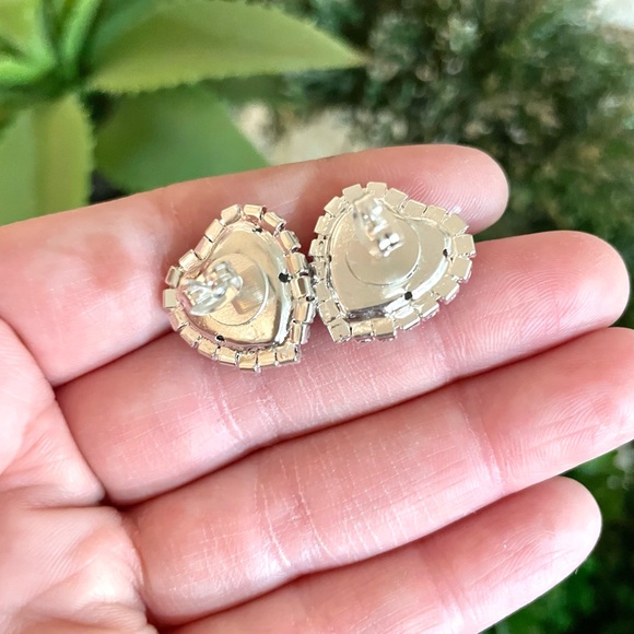 Cubic Zirconia Red Heart Stud Earrings - Picture 4 of 5